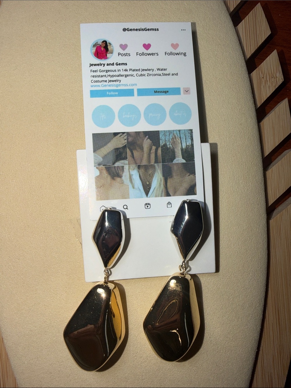 Gold Organic Drop Earrings